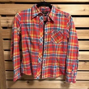 Vintage LL Bean Colorful Plaid Cotton Silk Blend Shirt